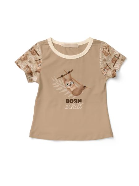 Baumwolljersey Lazy Jungle Faultier Panel ca. 50cm Camel by Mrs. Mint Design von Swafing